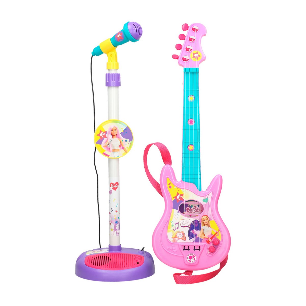 Muziekset Barbie Microfoon Kindergitaar-0