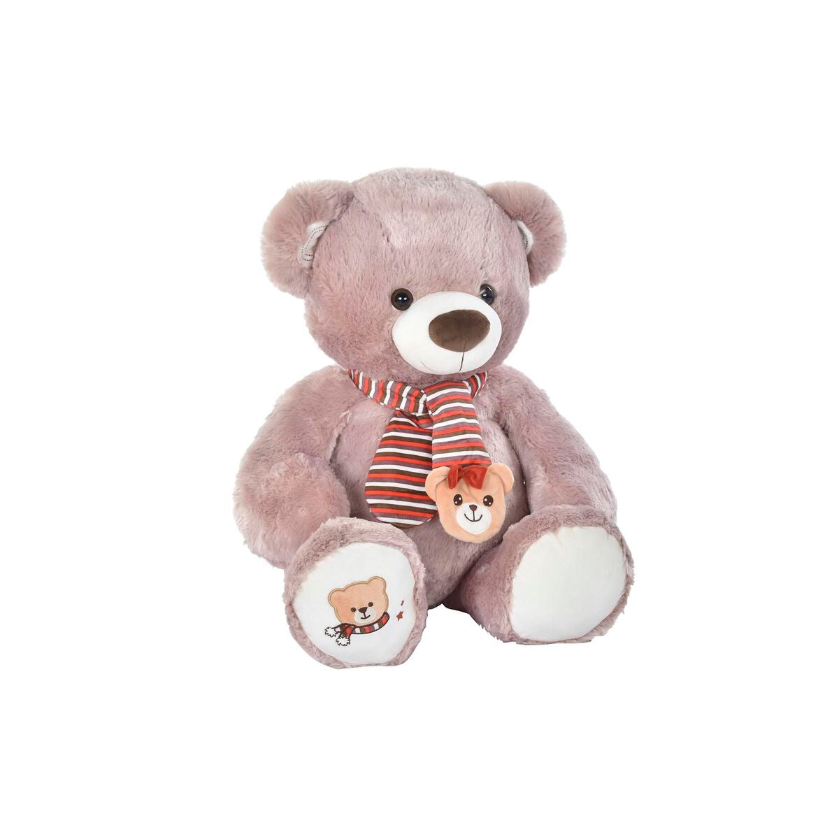 Ours en peluche DKD Home Decor Blanc Écharpe Marron Enfant Ours 50 x 30 x 60 cm-0