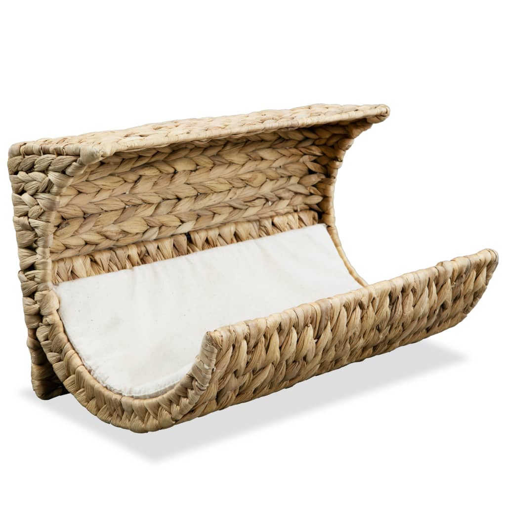 vidaXL Cat Bed with Cushion Water Hyacinth 14.6"x7.9"x7.9"-0