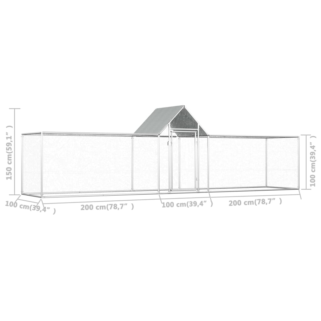 vidaXL Chicken Coop Galvanized Steel Pet Animal House Cage Carrier Multi Sizes-11