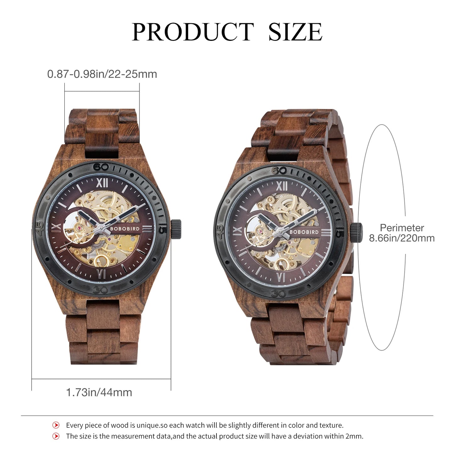 BOBO BIRD Men's Luxury Mechanical Wooden Wristwatch with Gift Box