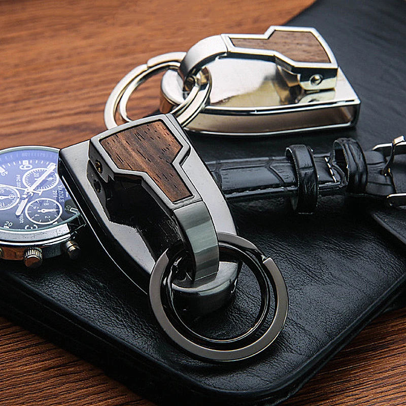 Luxury Wood Finish Keychain Holder Belt Clip