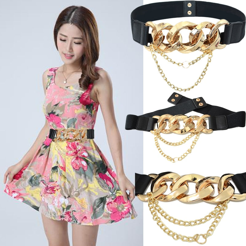 Personalized Chain Buckle New Ladies All-Match Clothing Accessories Fashion Decoration Elastic Belt Dress Belts Bg-1624