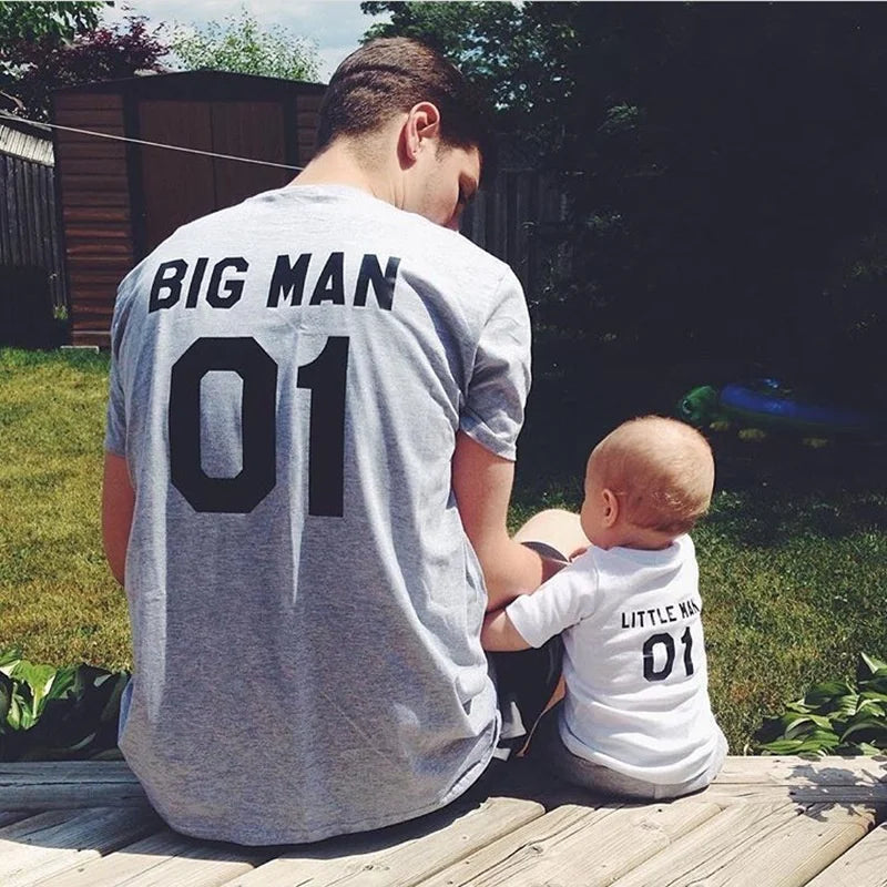 Family Matching Clothes Fashion Big Little Man Tshirt Daddy And Me Outfits Father Son Dad Baby Boy Kids Summer Clothing Brothers