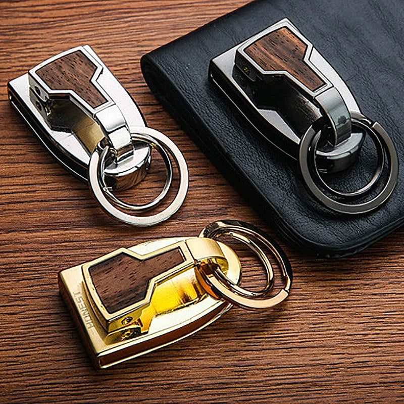 Luxury Wood Finish Keychain Holder Belt Clip