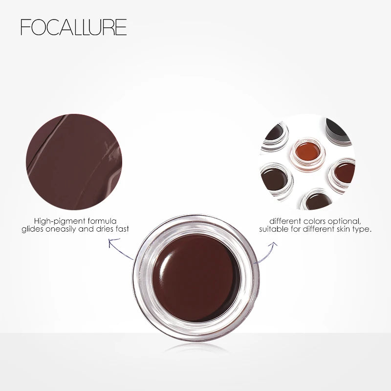 FOCALLURE 5 Color Waterproof Eyebrow Pomade Gel Eyebrow Tint Makeup Enhancer Cosmetic Eye Makeup Eye Brow Cream With Brush