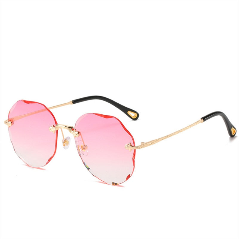 YOOSKE Rimless Cat Eye Sunglasses Women Trendy Sun Glasses Ladies Gradient Shades Framless Eyewear UV400 Mirror