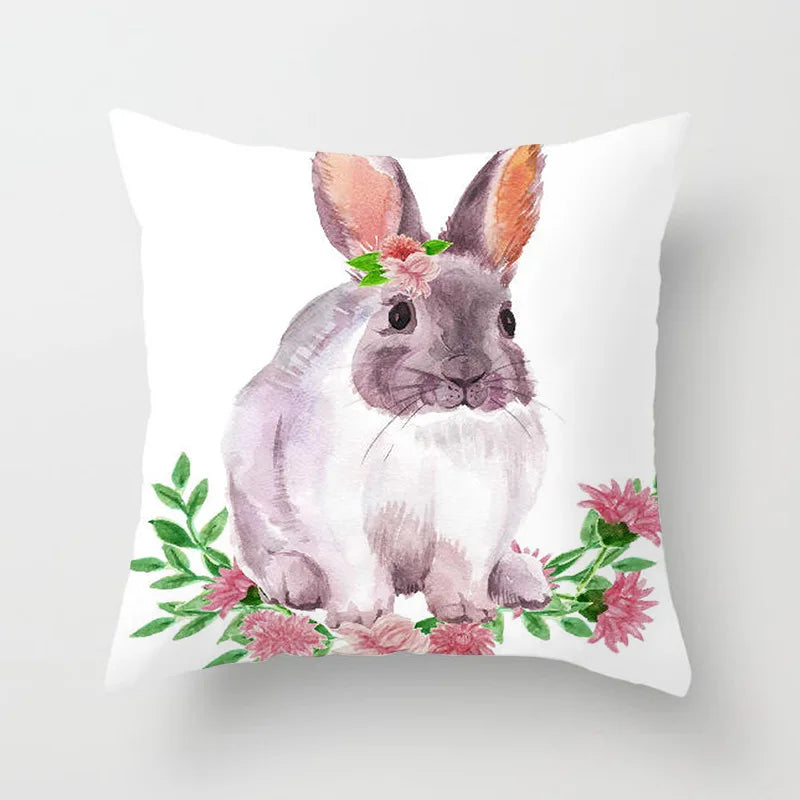 Happy Easter Pillowcase Easter Decorations For Home Party Sofa Pillow Case Rabbit Bunny Eggs Pillow Cover 45*45CM