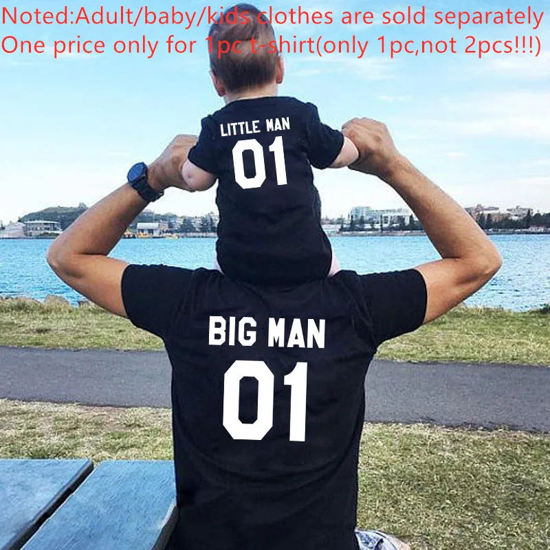 Family Matching Clothes Fashion Big Little Man Tshirt Daddy And Me Outfits Father Son Dad Baby Boy Kids Summer Clothing Brothers