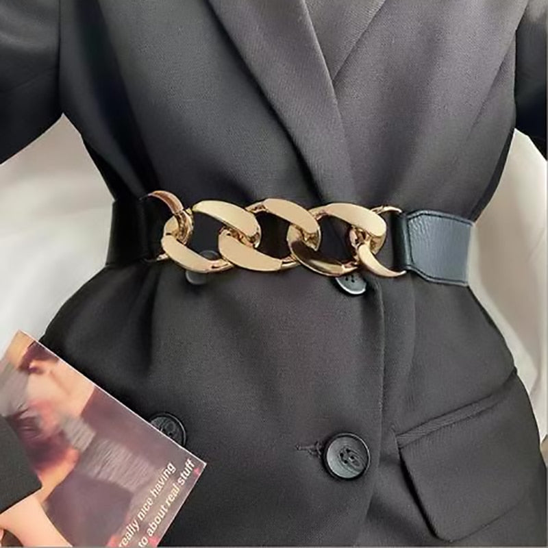 Personalized Chain Buckle New Ladies All-Match Clothing Accessories Fashion Decoration Elastic Belt Dress Belts Bg-1624