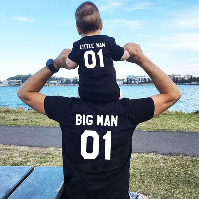 Family Matching Clothes Fashion Big Little Man Tshirt Daddy And Me Outfits Father Son Dad Baby Boy Kids Summer Clothing Brothers