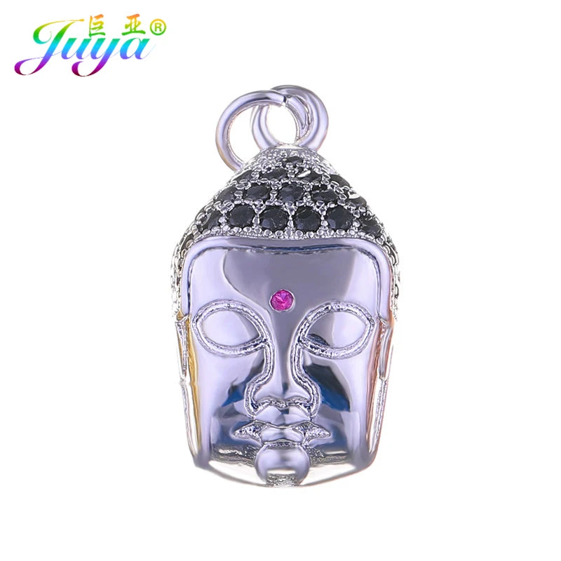 Juya Handmade Religious Pendants Supplies Micro Pave Zircon Buddha Charms For DIY Women Men Talisman Buddhism Jewelry Making