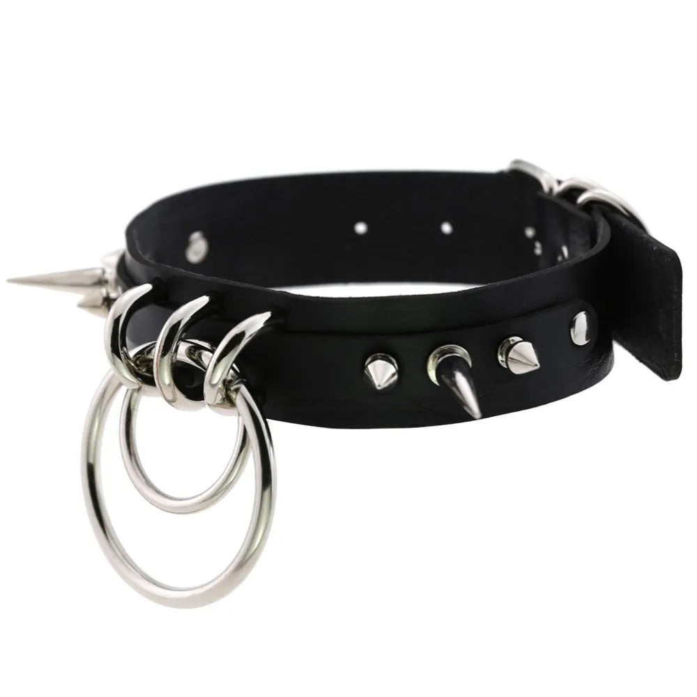 KMVEXO Punk Spike Metal Collar Girls Leather Harness Choker Necklace for Women Party Club Chockers Gothic Jewelry Harajuku 2019