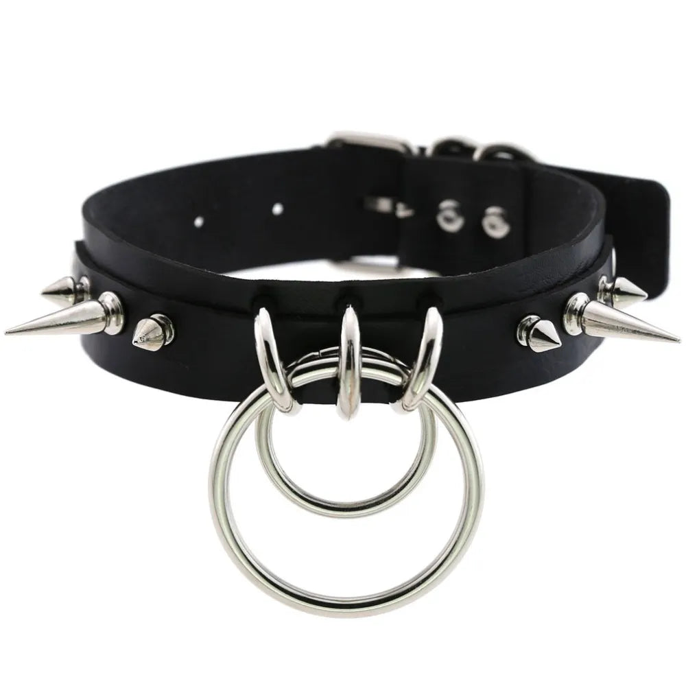 KMVEXO Punk Spike Metal Collar Girls Leather Harness Choker Necklace for Women Party Club Chockers Gothic Jewelry Harajuku 2019