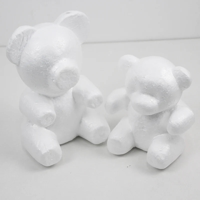 CYUAN Wedding Decoration 16/20cm Polystyrene Styrofoam Modeling Bear Foam White Bear Valentines Day Gift Baby Shower Birthday