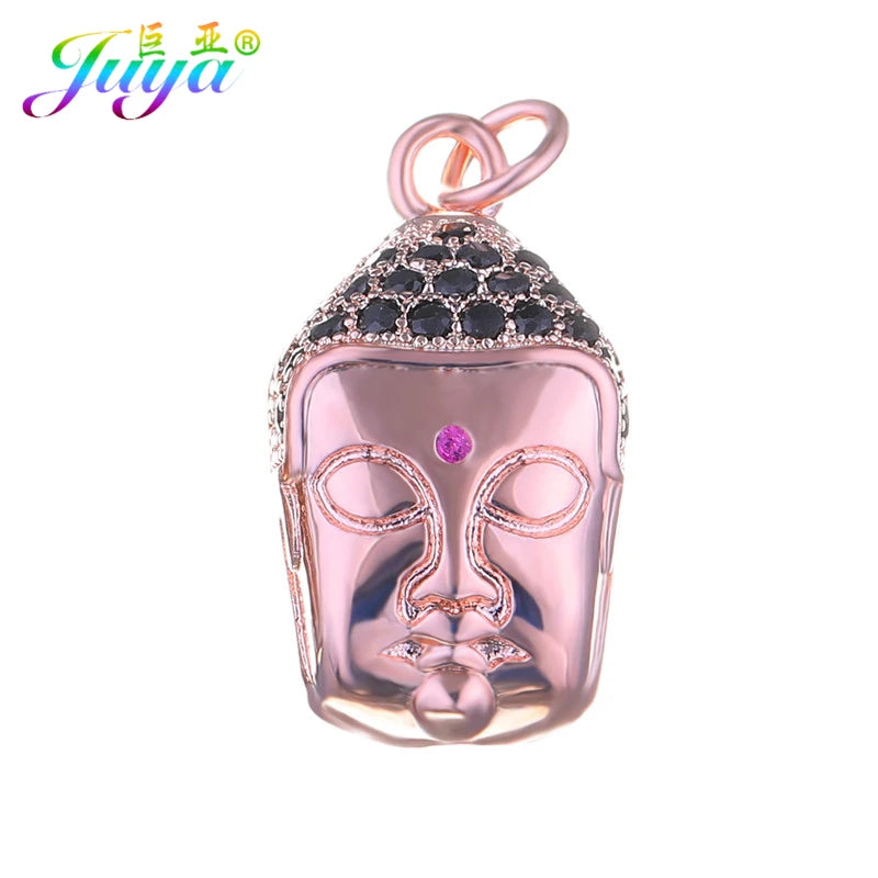 Juya Handmade Religious Pendants Supplies Micro Pave Zircon Buddha Charms For DIY Women Men Talisman Buddhism Jewelry Making