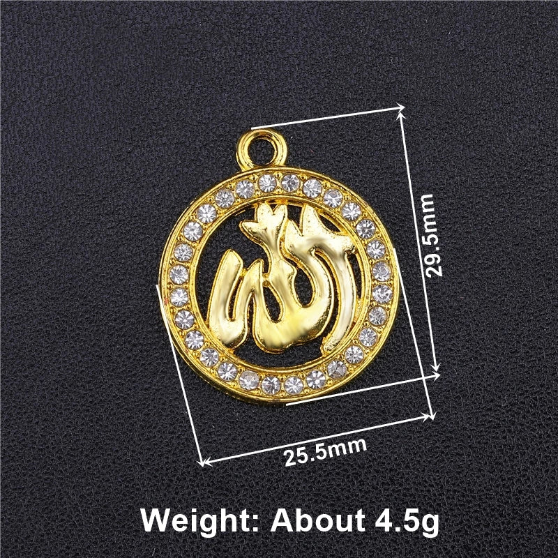 Juya 5pcs Wholesale Religious Islamic Muslim Allah Charms Cz Rhinestones Crescent Pendants For Eid al-Fitr Gift Jewelry Making