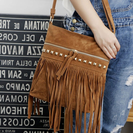 Fashion Rivet Tassel Women Bags High Quality Shoulder Messenger Bags Designer Ladies Handbags Crossbody Bolsa Feminina