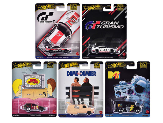 "Pop Culture 2024" 5 piece Set C "Premium Series" Diecast Model Cars by Hot Wheels-0