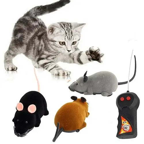 Mini RC Simulation Plush Mouse Tricky Plastic Flocking Wireless Toy for Pet