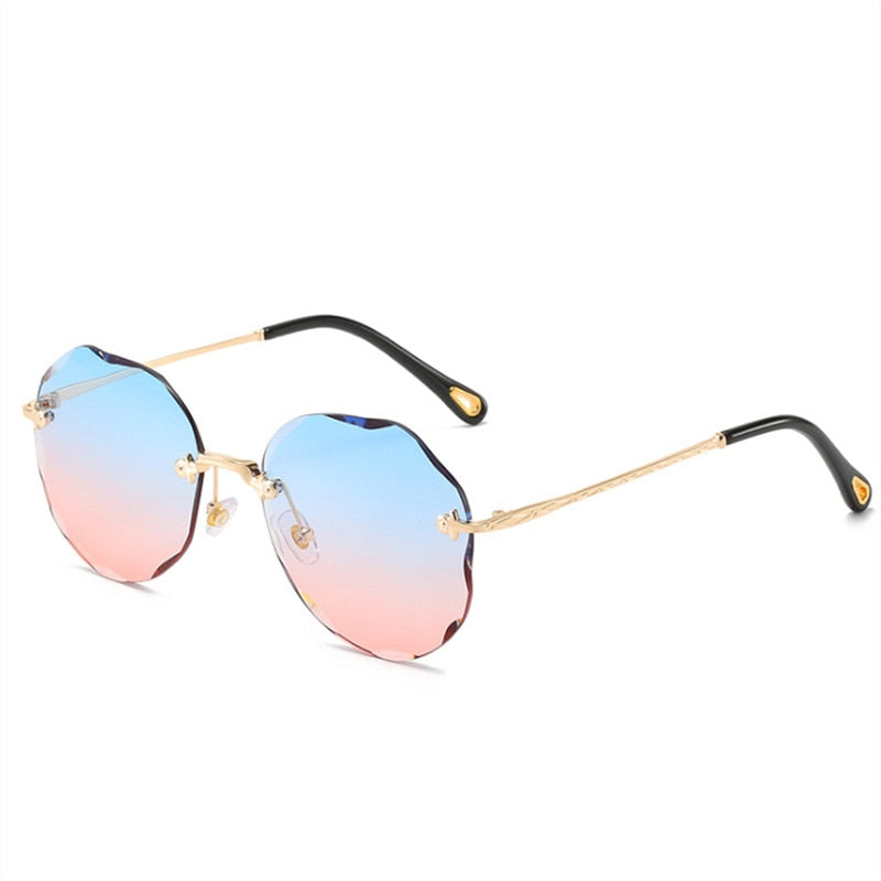 YOOSKE Rimless Cat Eye Sunglasses Women Trendy Sun Glasses Ladies Gradient Shades Framless Eyewear UV400 Mirror