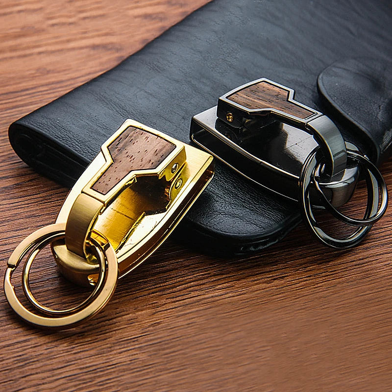 Luxury Wood Finish Keychain Holder Belt Clip