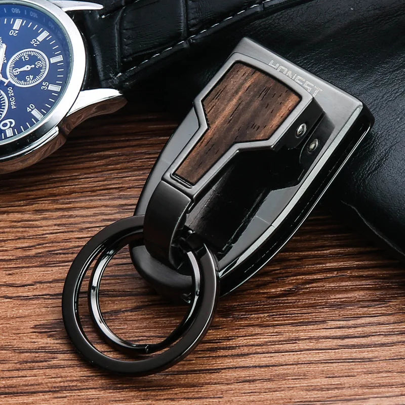 Luxury Wood Finish Keychain Holder Belt Clip