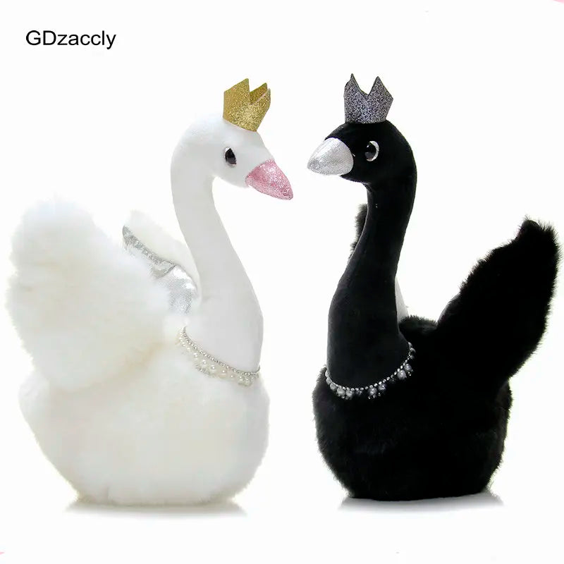 Crown Black Swan doll Toy Snow white rincess swan plush toy Stuffed Fairy black swan Girl doll For child Birthday gift wedding