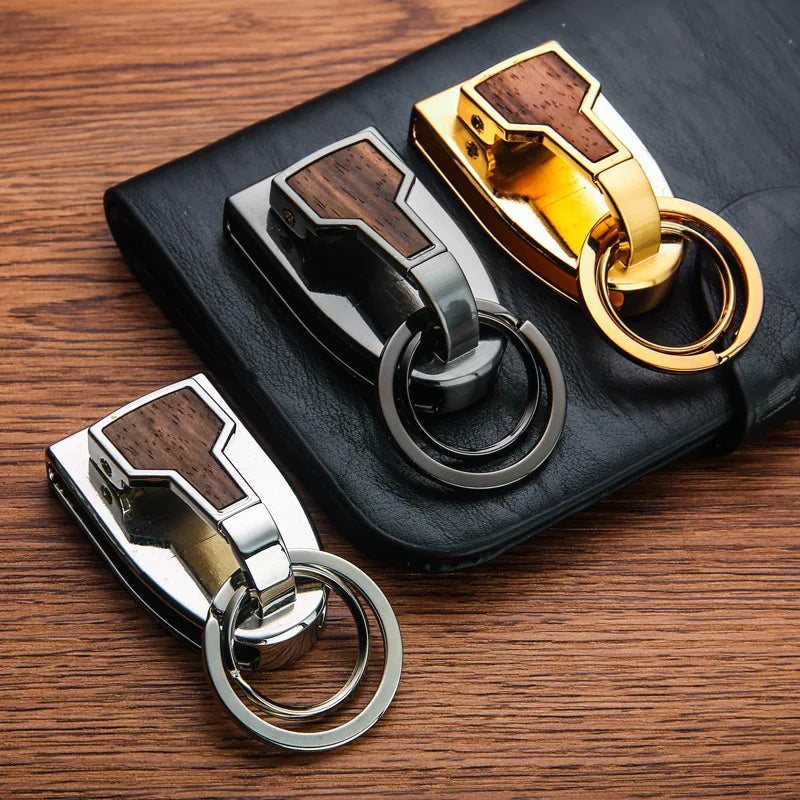 Luxury Wood Finish Keychain Holder Belt Clip