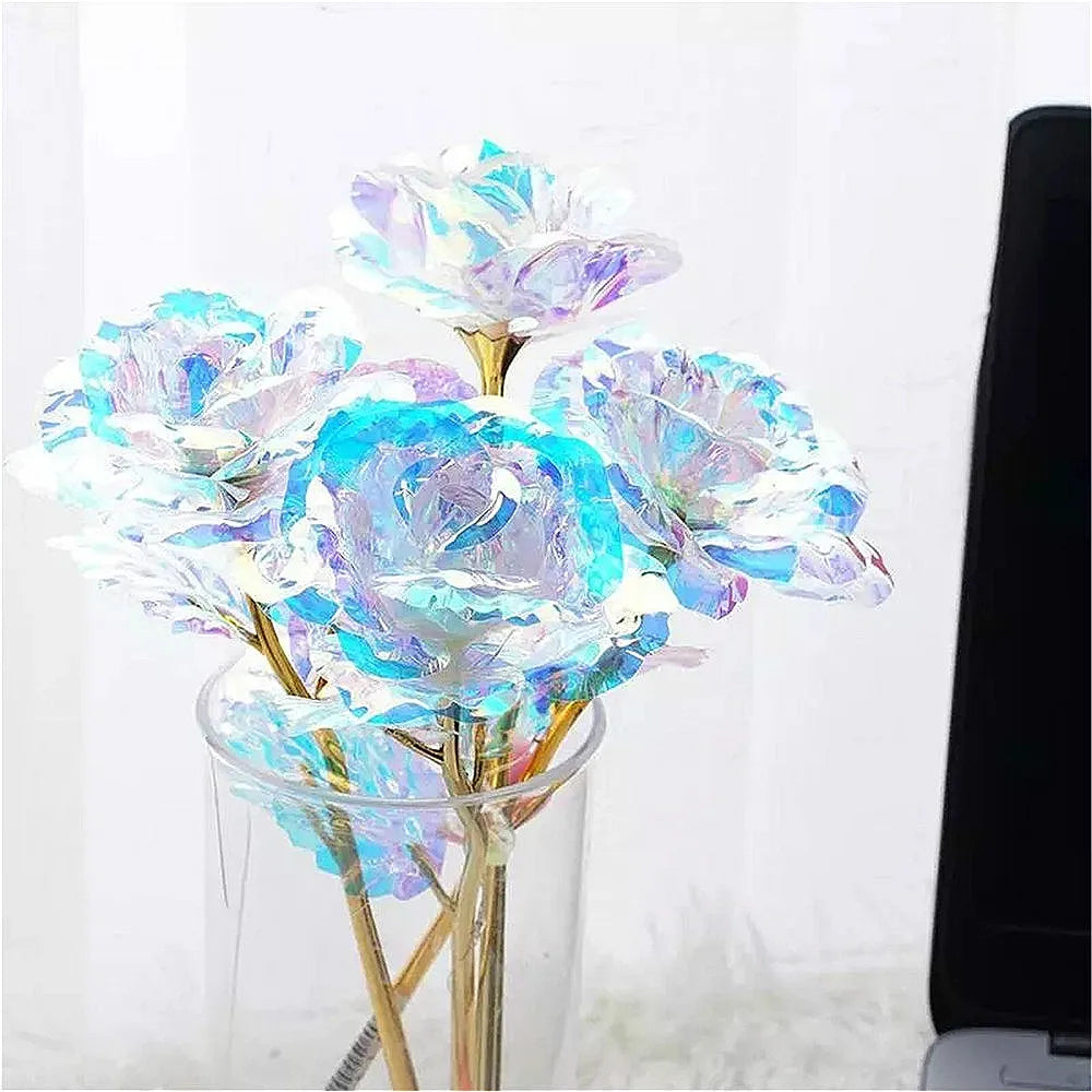 1Pc Valentine's Day Creative Gift 24K Aluminum Foil Rose Gold Rose Lasting Eternal Love Wedding Decoration Lover Lighting Rose