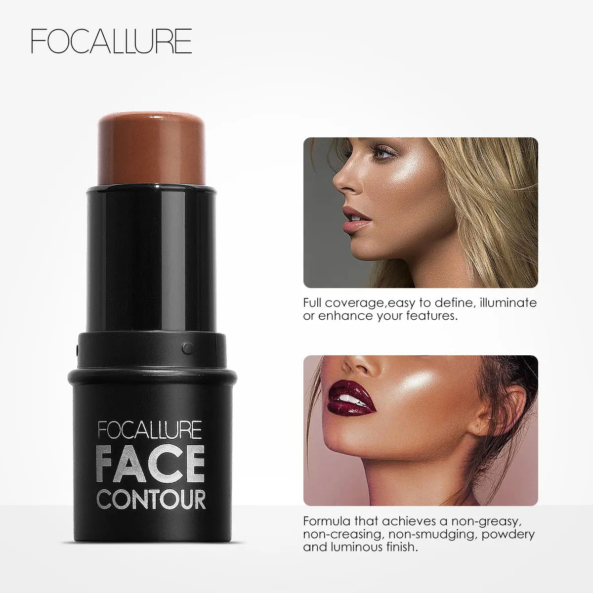 FOCALLURE 18 Colors Highlighter Contouring Stick Highlighting Powder Creamy Texture Shimmer Light Face Blusher Makeup Cosmetics