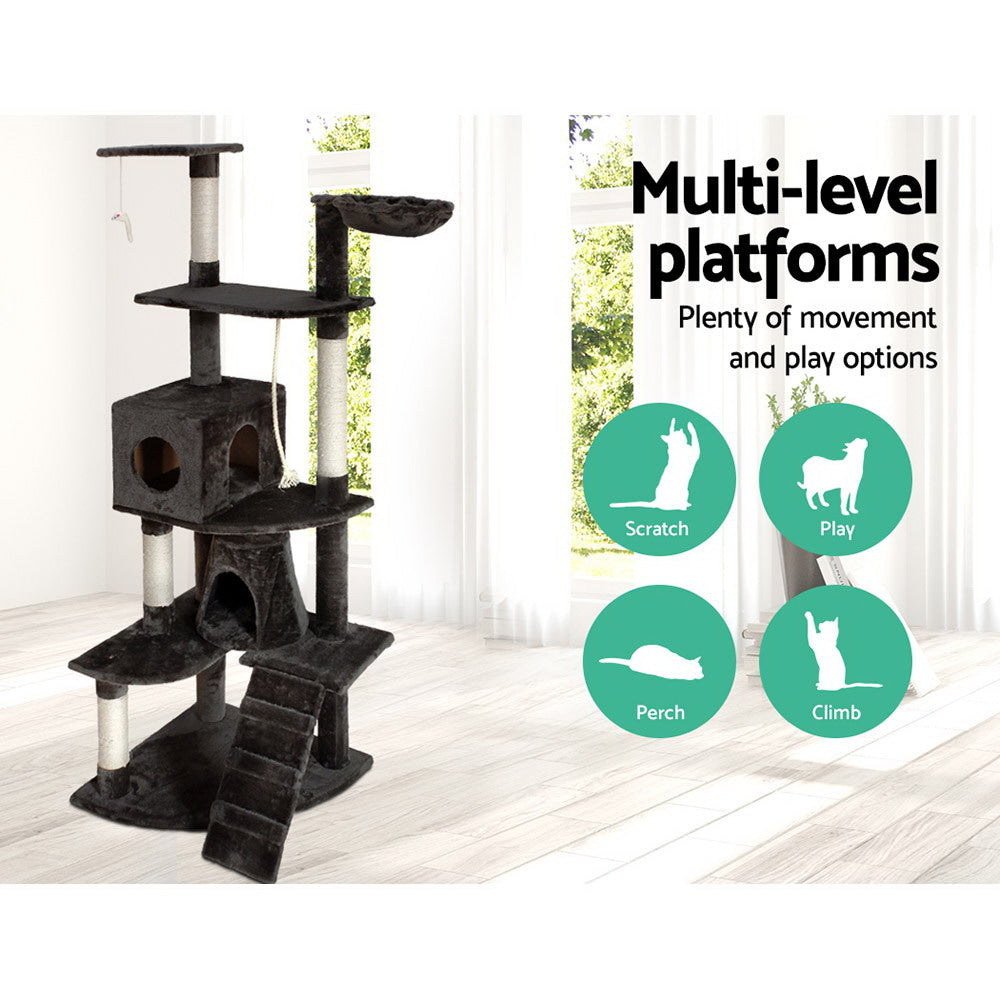 i.Pet Cat Tree 193cm Trees Scratching Post Scratcher Tower Condo House Furniture Wood-2