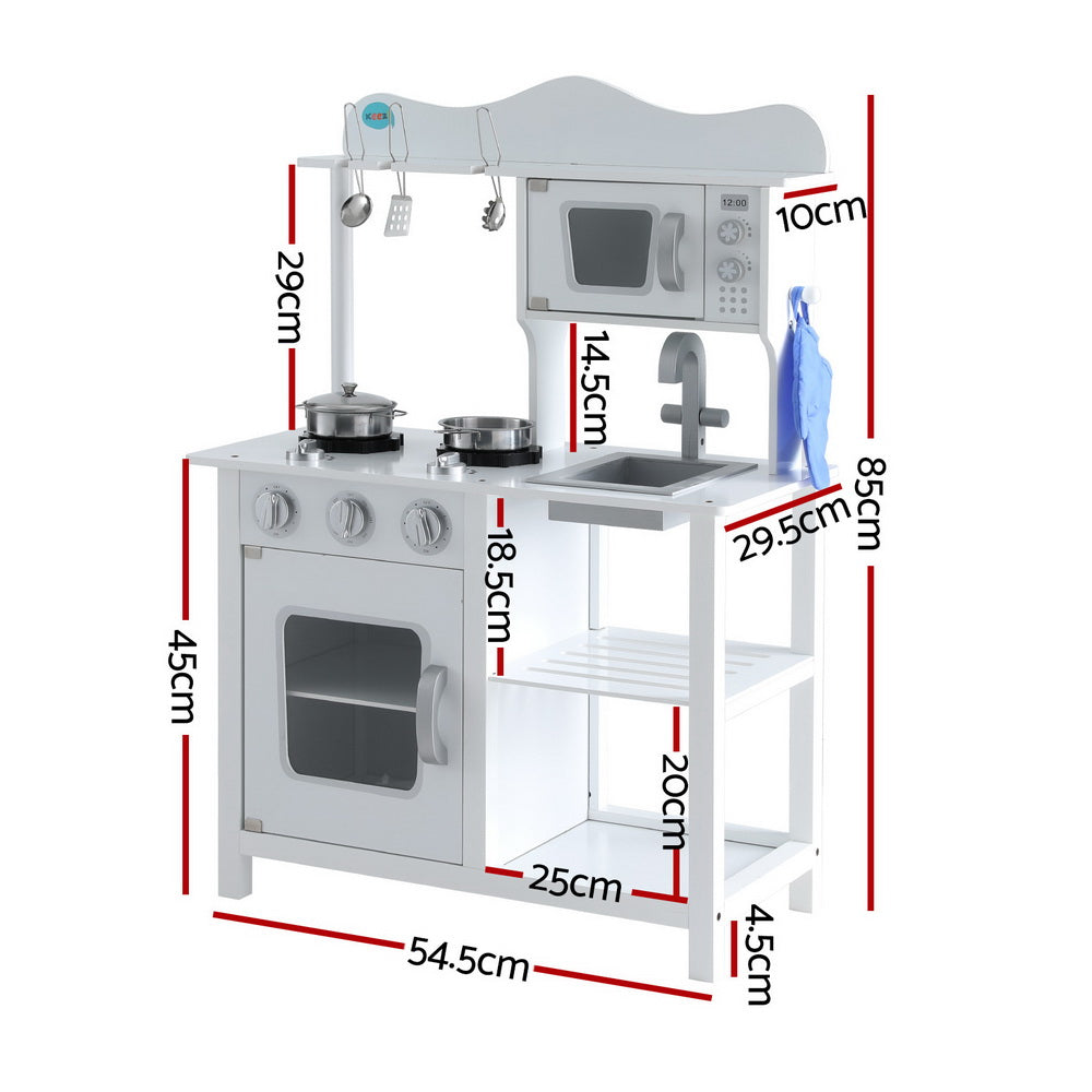 Keezi 18 Piece Kids Kitchen Play Set - White-1