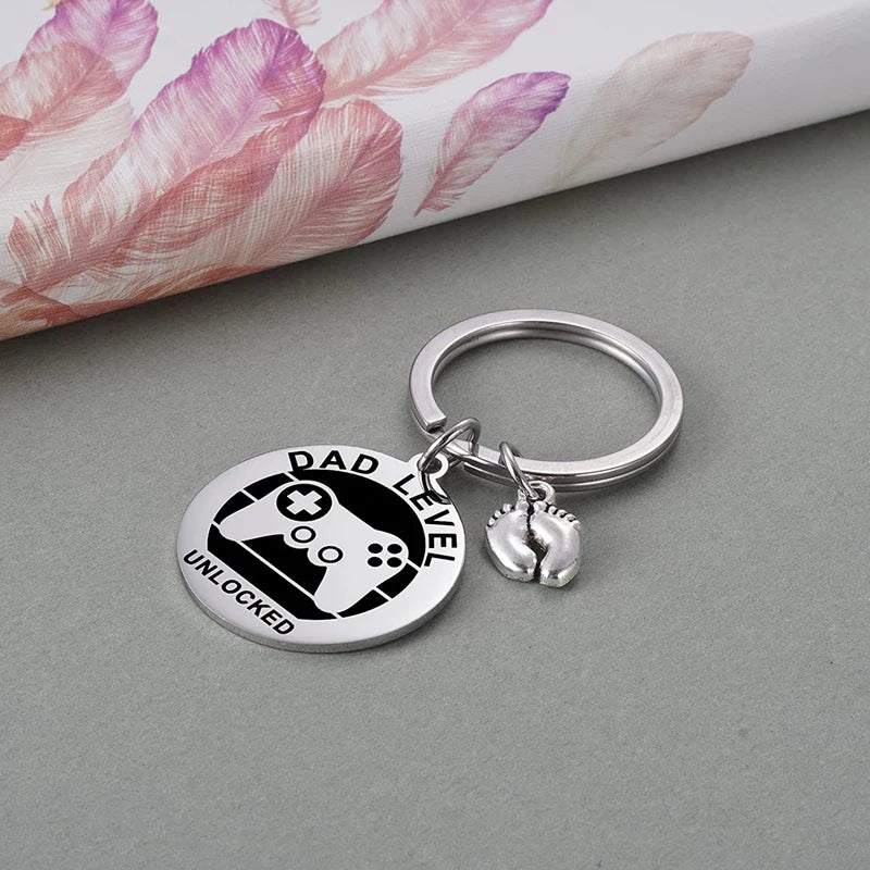 "Dad Level Unlocked" Charm Key Ring