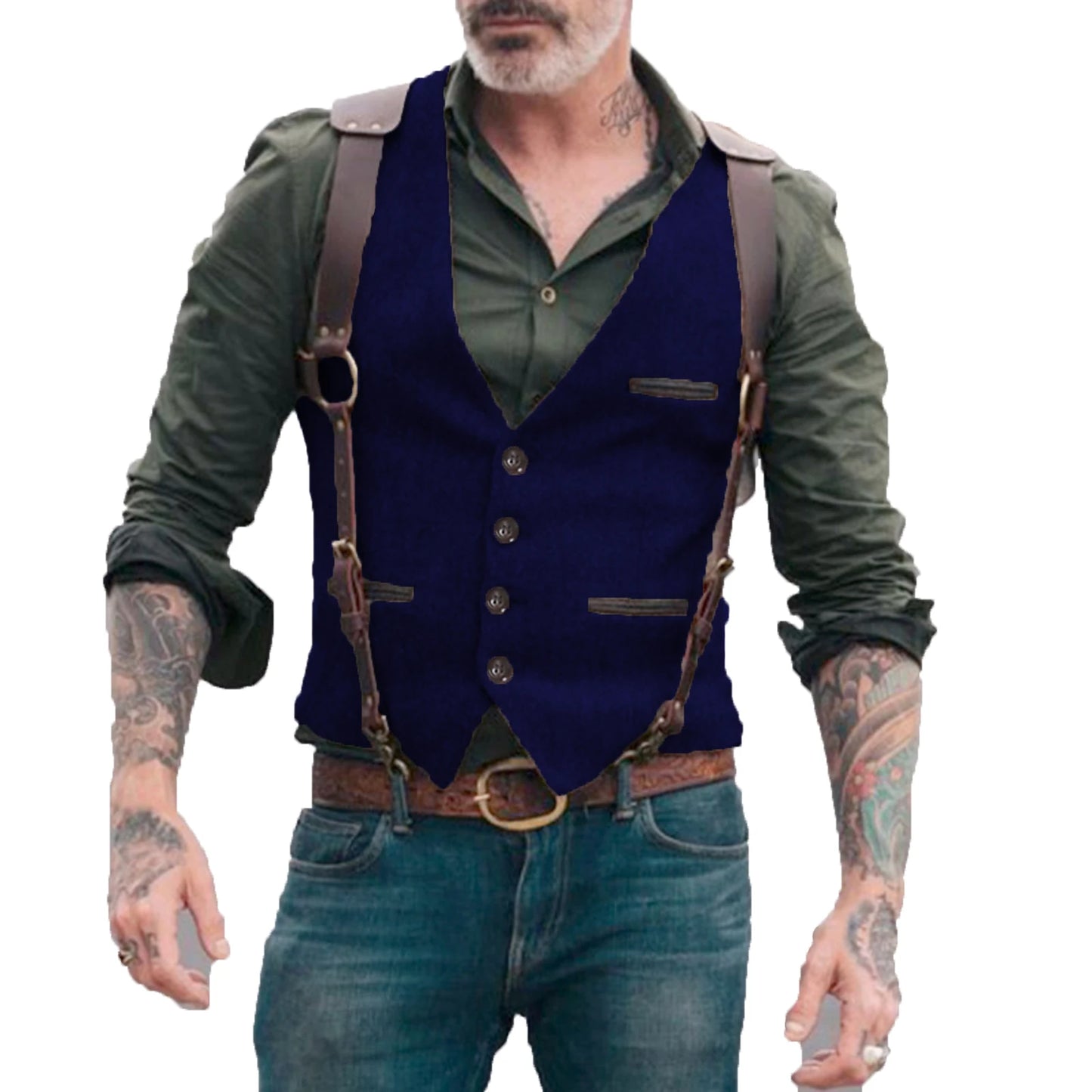 Herringbone Men's Vests Men Brown Waistcoat Vest Man Steampunk Jacket Striped Tweed V-neck Slim Fit Gilet Wedding Clothing