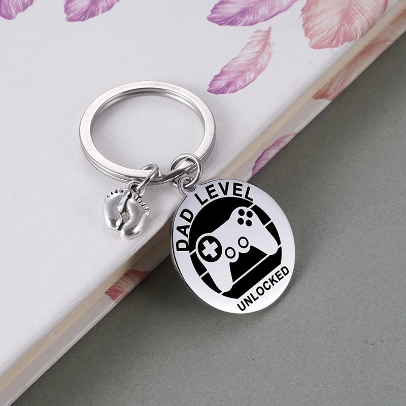 "Dad Level Unlocked" Charm Key Ring