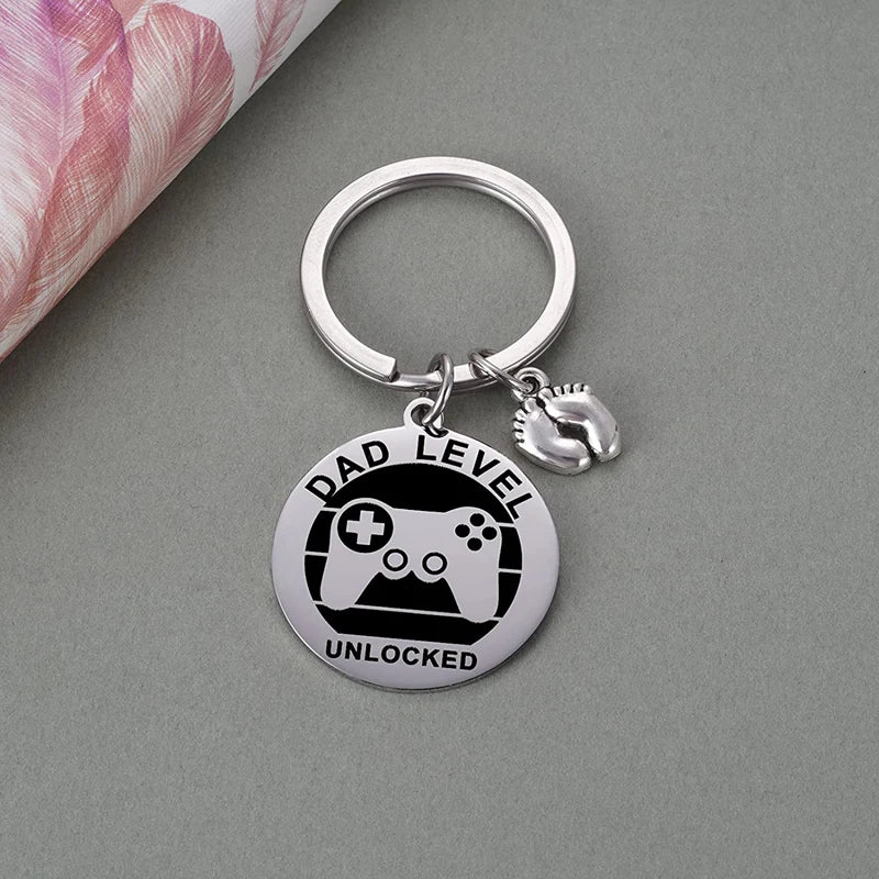 "Dad Level Unlocked" Charm Key Ring