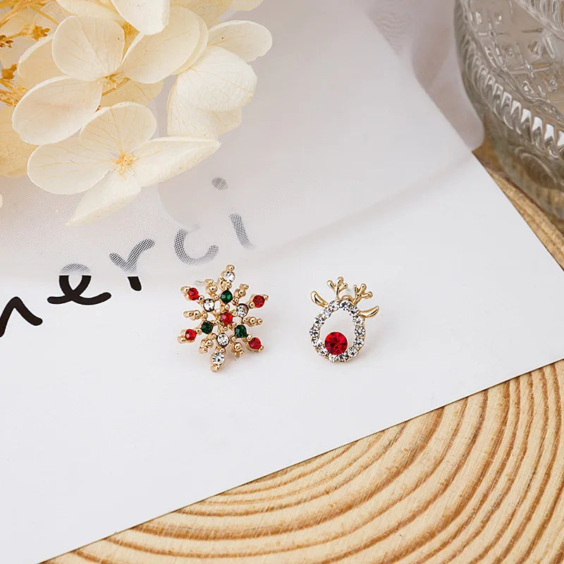 Dainty Crystal Zircon Holiday Snowflake Stud & Drop Charm Earrings