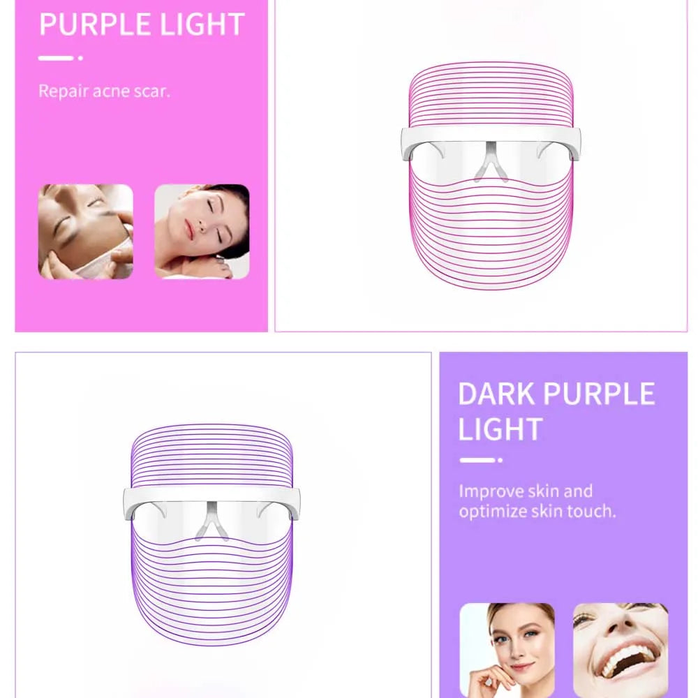 Red Light Therapy 7 Colour LED Mask Rechargeable Infrared Therapy Skin Care Home Use Photon Devices Face Beauty Facial Devices