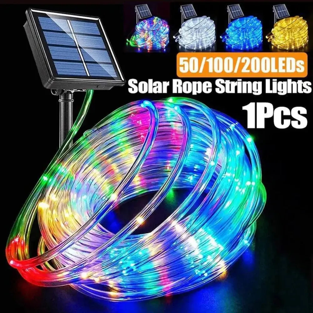 Outdoor Solar Tube Rope Led Light Garden Christmas Decoration 22m/12m Xmas Wedding Garland WaterProof String Light Fairy Strip