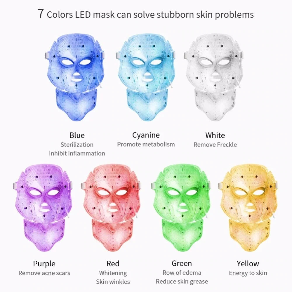 Skin Care Led Mask Red Light Therapy Home Use Beauty Devices 7 Colours LED Light Therapy Face Beauty Facial Devices Neck Lift