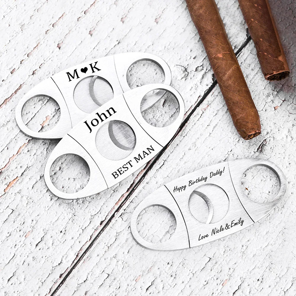 Personalized Cigar Cutter Groomsmen Gifts Engraved Groomsman Dad Fathers Day Gift Cigars Cutters Smoker Bachelor Wedding Party