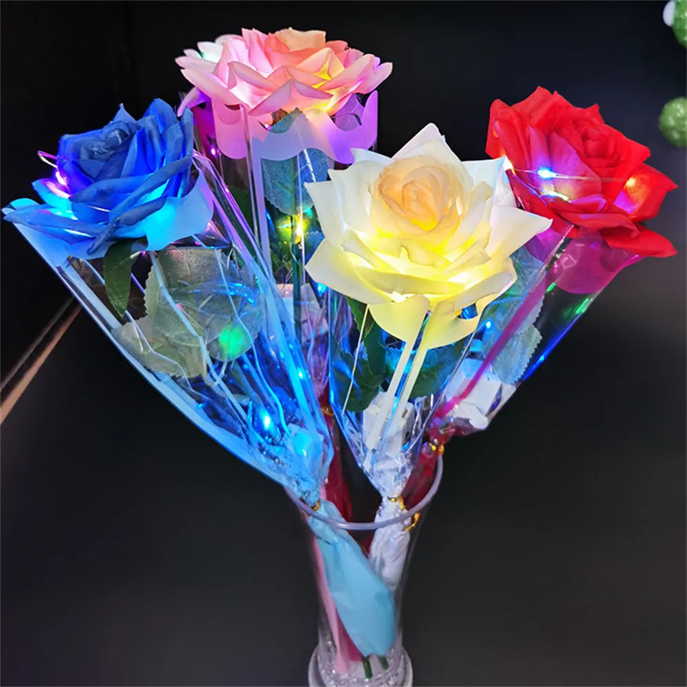 LED Glowing Rose Simulation Flower With String Lights For Christmas Anniversary Birthday Valentine's Day Gift Artificial Flower