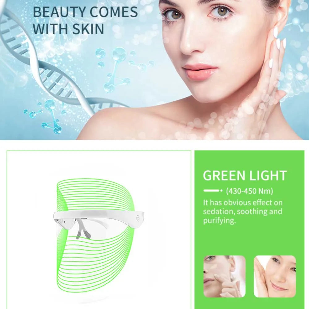 Red Light Therapy 7 Colour LED Mask Rechargeable Infrared Therapy Skin Care Home Use Photon Devices Face Beauty Facial Devices