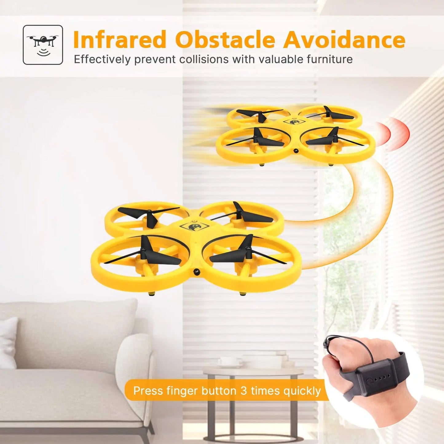 UFO RC Mini Quadcopter Induction Drone Smart Watch Remote Sensing Gesture Aircraft Hand Control Drone  Altitude Hold  Kids