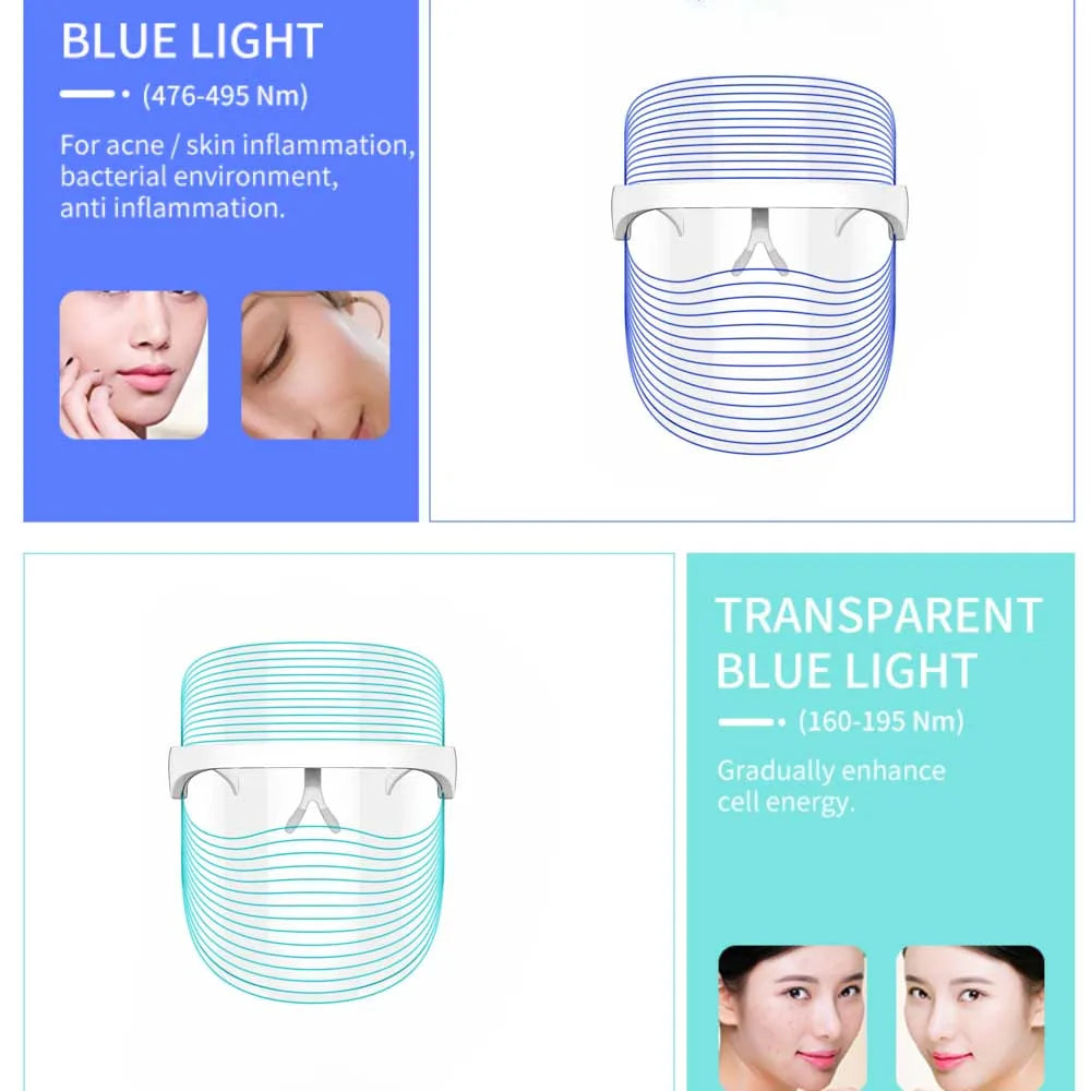 Red Light Therapy 7 Colour LED Mask Rechargeable Infrared Therapy Skin Care Home Use Photon Devices Face Beauty Facial Devices