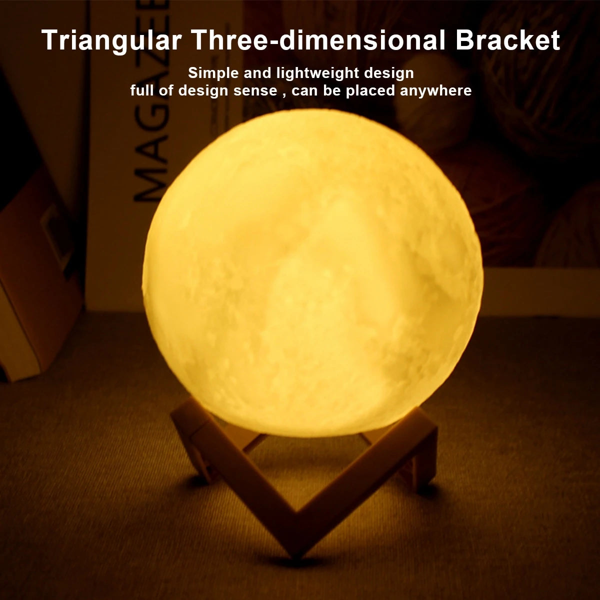 KEUGLOW - D5 Battery Powered LED Moon Lamp with Stand