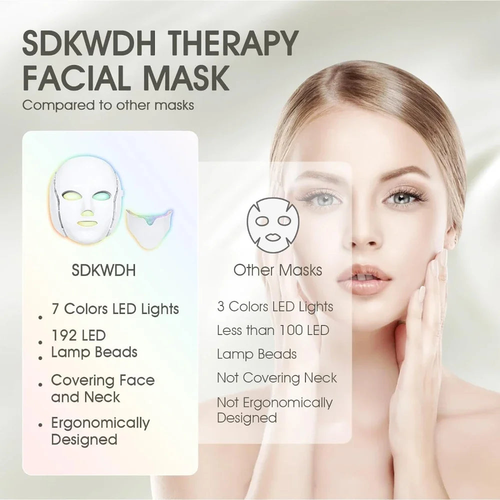 Skin Care Led Mask Red Light Therapy Home Use Beauty Devices 7 Colours LED Light Therapy Face Beauty Facial Devices Neck Lift