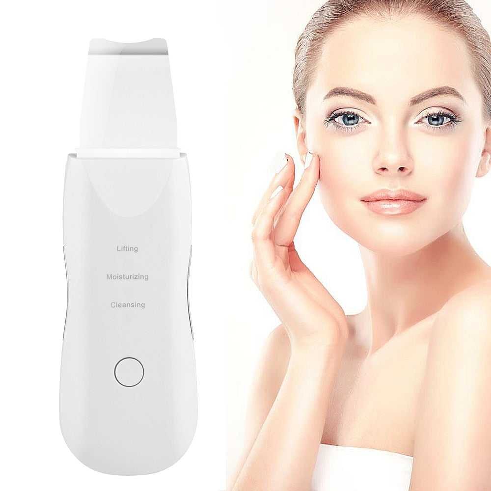 Ultrasonic Skin Scrubber Rechargeable Ion Deep Face Cleaning Vibration Massager Acne Blackhead Removal Cleanser Exfoliating Pore-0