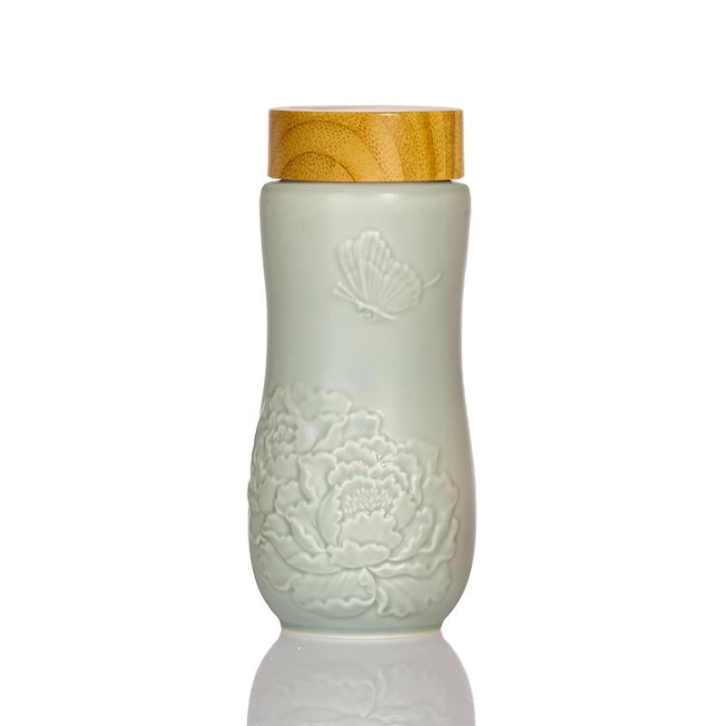 Golden Age Peony Ceramic Tea Tumbler-1